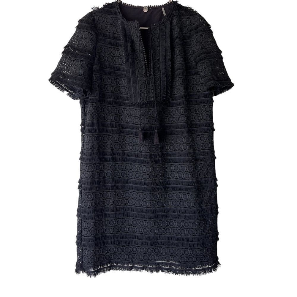 Margaret O’Leary Cotton Fringe Lace Dress Black S - Picture 2 of 9